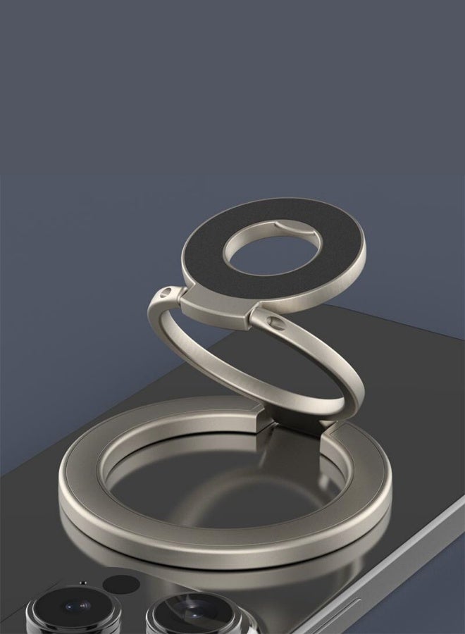 حامل هاتف مغناطيسي ثنائي الحلقة، قاعدة ثلاثية الاتجاه قابلة للتدوير 360 درجة وتوافق مع MagSafe، بملمس معدني لتركيبه في السيارة والبث المباشر - Image 1